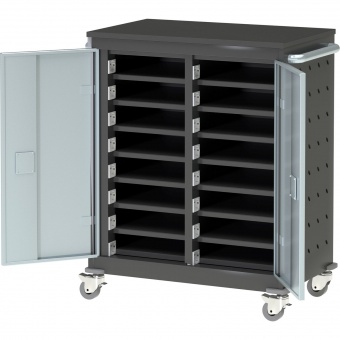 Notebook-Ladestation, 106 cm hoch, 92x50 cm (B/T), fahrbar, Korpus aus Stahl, Notebook-Ladestation, 106 cm hoch, 92x50 cm (B/T), fahrbar, Korpus aus Stahl,